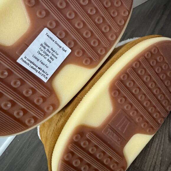 Moon Boot Icon Low Shearling Trim Wool 42/44 NEW Whiskey Brown Ivory Booties - Picture 7 of 8